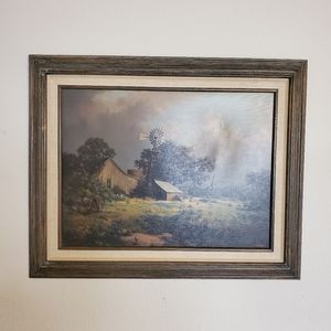 𝅺Vintage Windberg Memorable Springtime Texas Farm Art Custom Framed appx 26x29